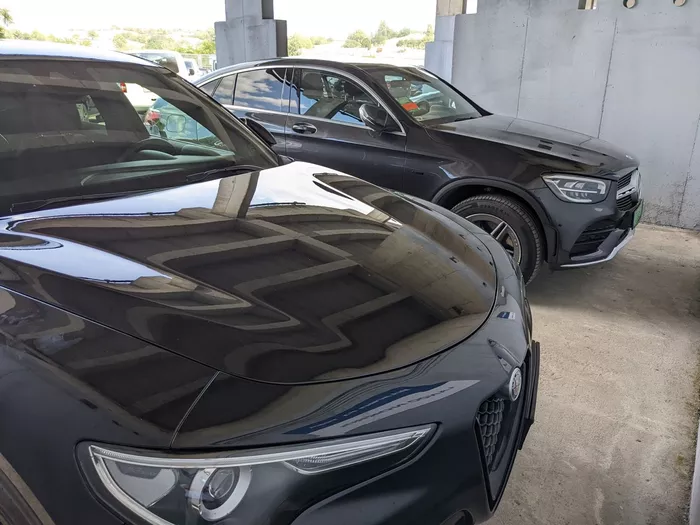 Mercedes GLC300de, Daniel Ricciardo; Alfa Romeo Stelvio, Lando Norris
