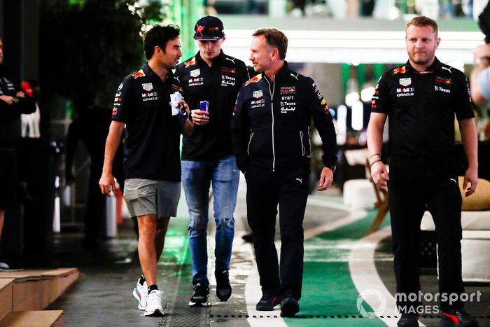 Sergio Pérez, Red Bull Racing, Max Verstappen, Red Bull Racing, Christian Horner, director del equipo, Red Bull Racing