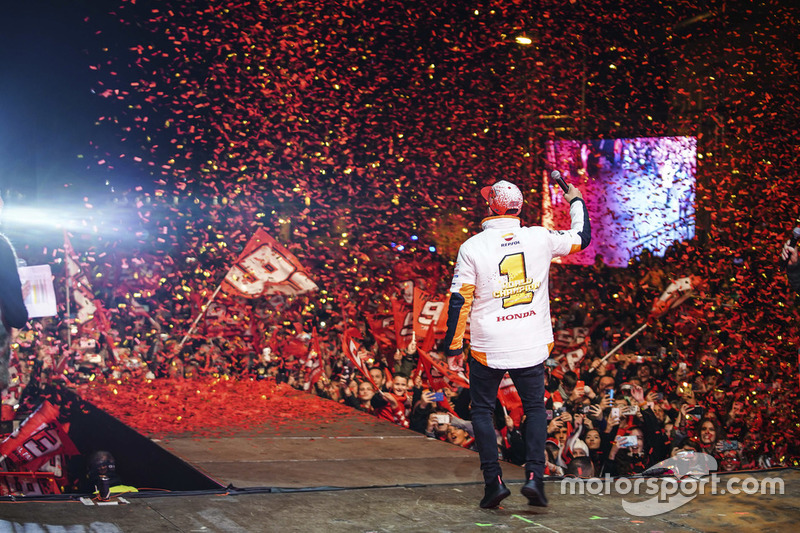 Il Campione 2018 Marc Márquez, Repsol Honda Team festeggia a Cervera