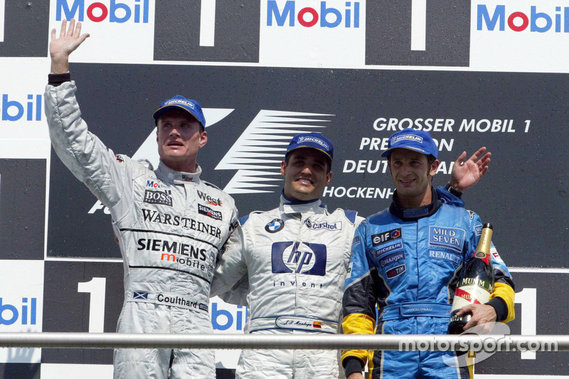 Podium : David Coulthard, McLaren Mercedes; Juan-Pablo Montoya, BMW Williams; Jarno Trulli, Renault F1 Team