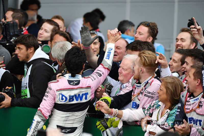 Sergio Perez, Force India rayakan podium ketiga