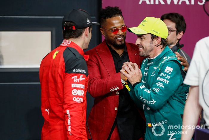 Fernando Alonso, Aston Martin F1 Team, con Patrice Evra