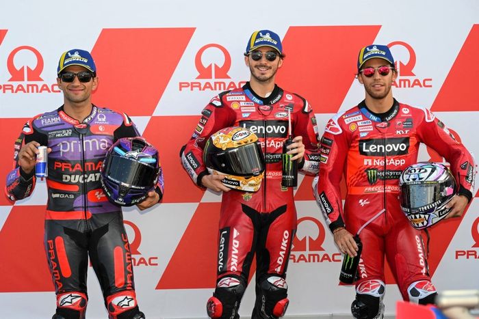 Francesco Bagnaia, Equipo Ducati, Jorge Martín, Pramac Racing, Enea Bastianini, Equipo Ducati