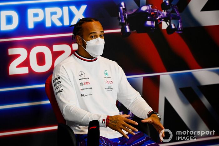 Lewis Hamilton, Mercedes, en la conferencia de prensa