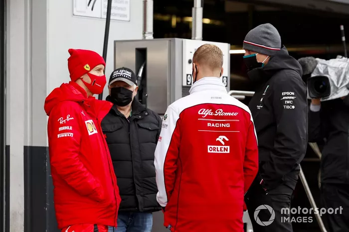 Sebastian Vettel, Ferrari, Norbert Vettel, Padre de Sebastian Vettel, Ferrari, Mick Schumacher, Alfa Romeo y Toto Wolff, Director Ejecutivo Mercedes AMG 