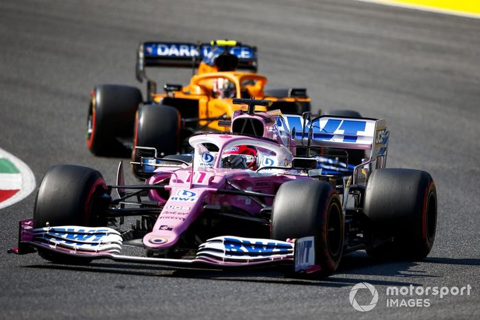 Sergio Pérez, Racing Point RP20, Lando Norris, McLaren MCL35