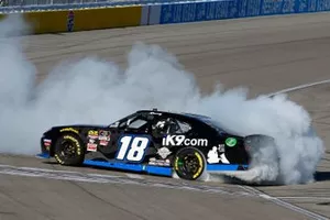 Kyle Busch, Joe Gibbs Racing, Toyota Supra Extreme Concepts/iK9, celebrates his victory