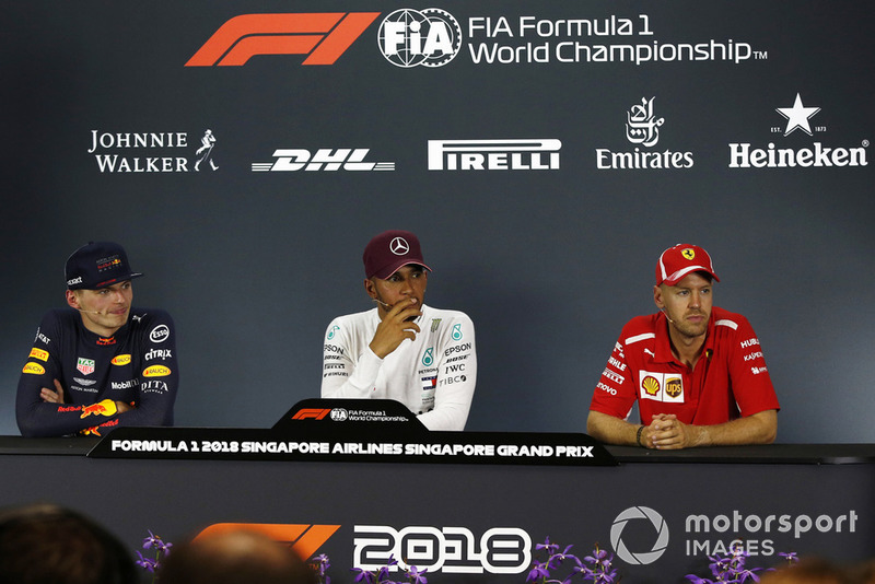 Max Verstappen, Red Bull Racing, Lewis Hamilton, Mercedes AMG F1 y Sebastian Vettel, Ferrari