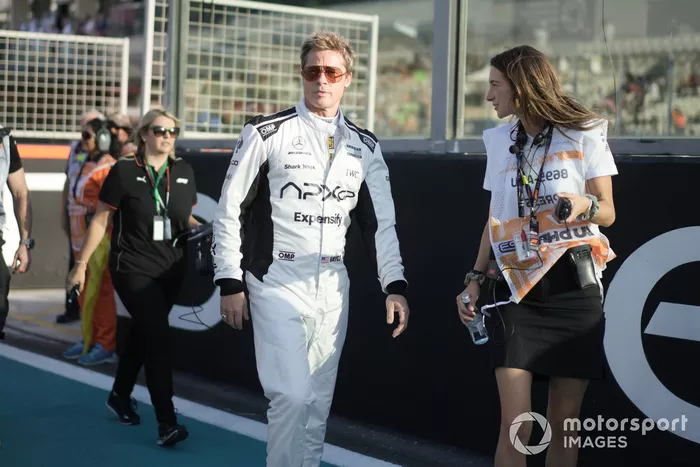 Brad Pitt on the grid for filming of the F1 movie