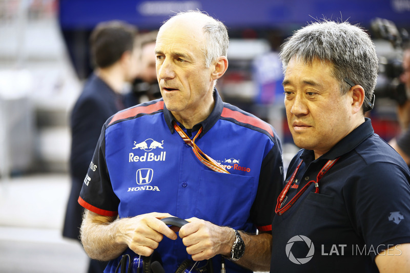 Franz Tost, Team Principal, Toro Rosso, and Masashi Yamamoto, General Manager, Honda Motorsport