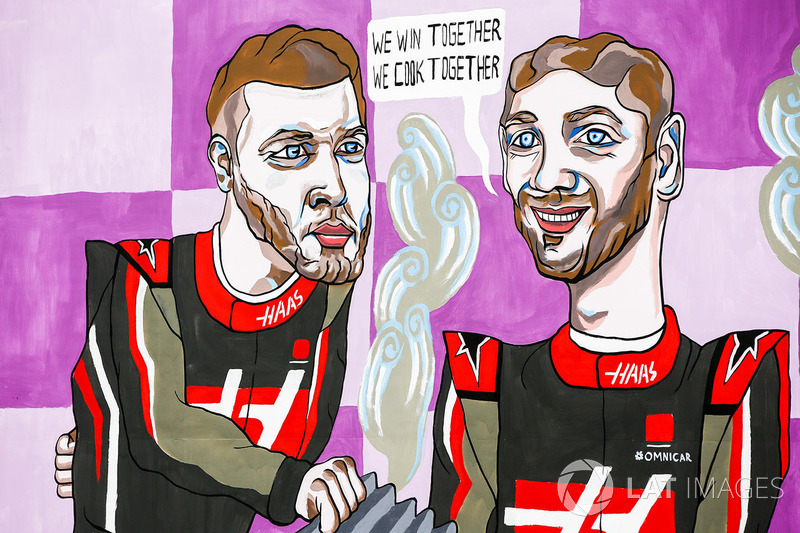 Obra que representa a Romain Grosjean, Haas F1 Team y Kevin Magnussen, Haas F1 Team