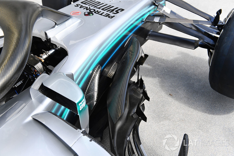 Vue détaillée du nez de la Mercedes-AMG F1 W09