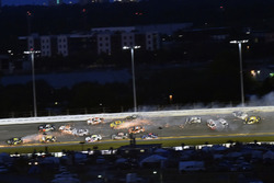 Denny Hamlin, Joe Gibbs Racing, Toyota Camry FedEx Cares, Jimmie Johnson, Hendrick Motorsports, Chevrolet Camaro Lowe's for Pros, Clint Bowyer, Stewart-Haas Racing, Chevrolet Camaro Haas 30 Years of the VF1 and Chase Elliott, Hendrick Motorsports, Chevrolet Camaro Hooters big wreck