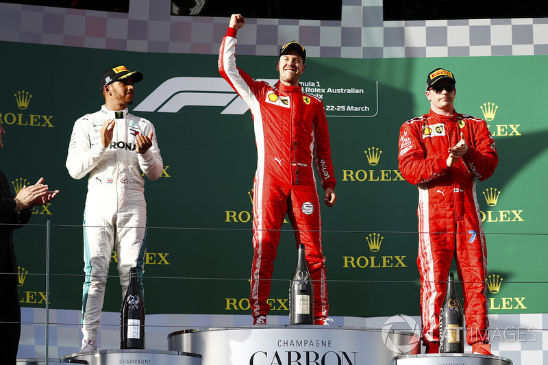 Sebastian Vettel, Ferrari, Lewis Hamilton, Mercedes AMG F1, Kimi Raikkonen, Ferrari
