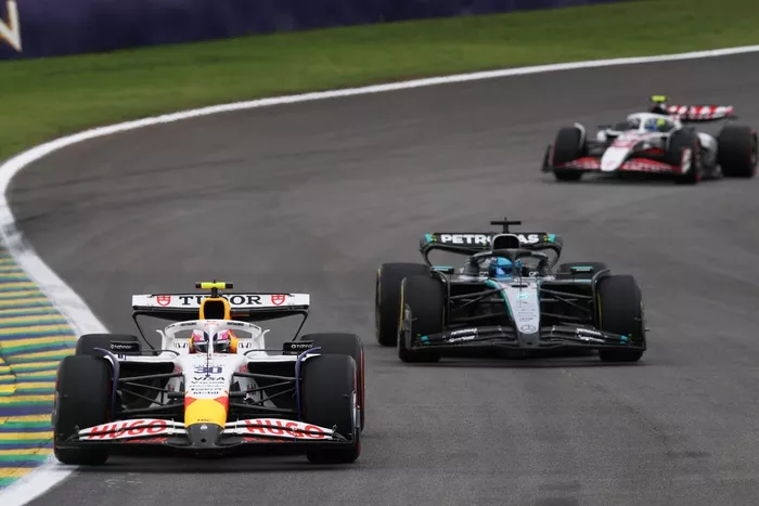Liam Lawson, Racing Bulls Team, George Russell, Mercedes, Oliver Bearman, Haas F1 Team