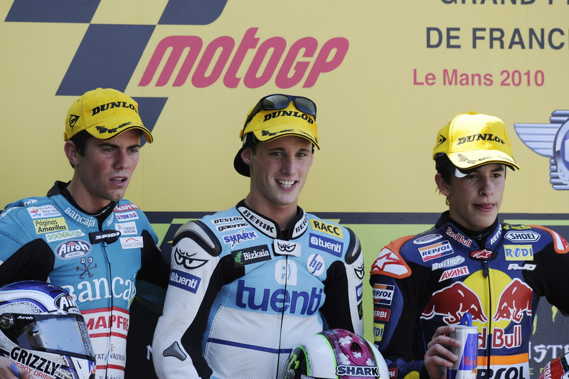 Podyum: 2. Nicolás Terol, 1. Pol Espargaro, 3. Marc Marquez