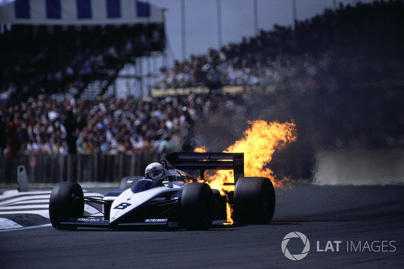 Andrea de Cesaris' BMW engine blows up