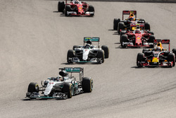 Lewis Hamilton, Mercedes AMG F1 W07 Hybrid leads at the start of the race