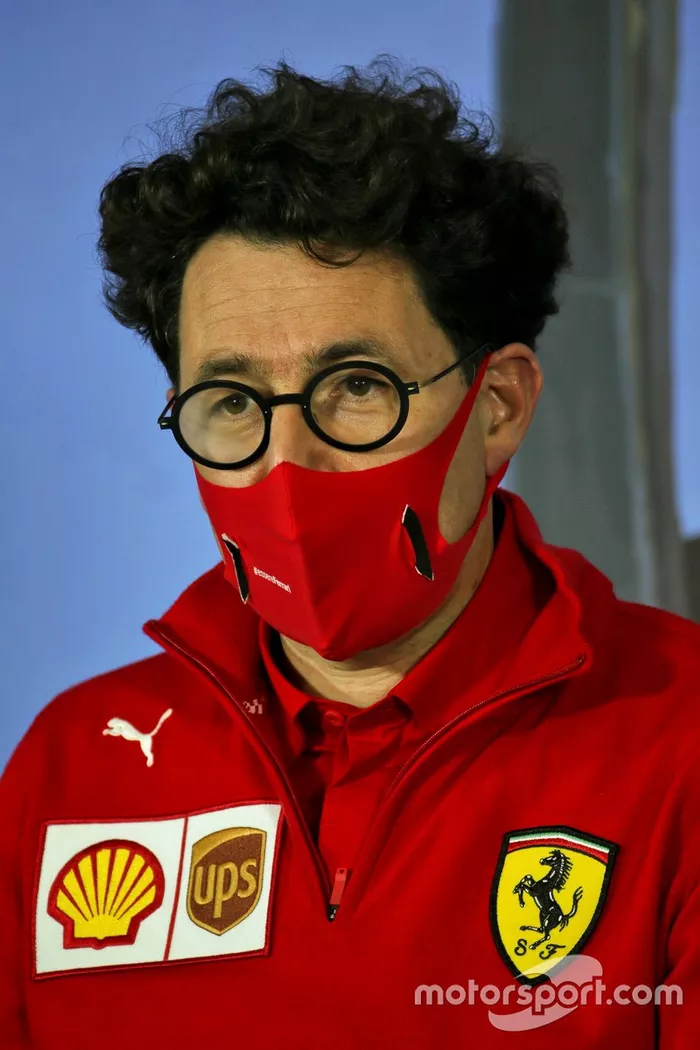 Mattia Binotto, Ferrari director del equipo en la conferencia de prensa