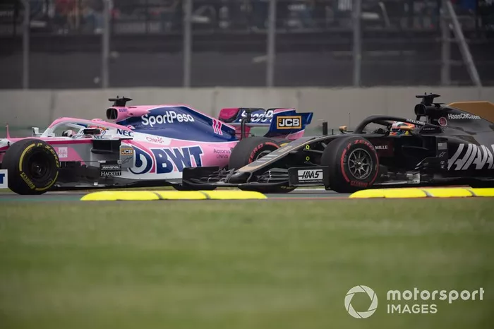 Sergio Pérez, Racing Point RP19, Romain Grosjean, Haas F1 Team VF-19