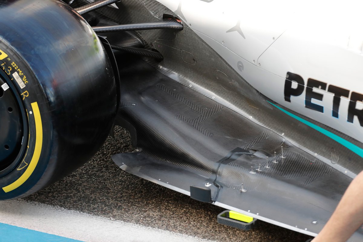 Detalle del suelo del Mercedes W13