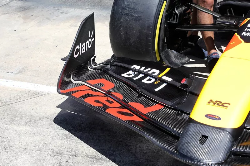 Détail de l'aile avant de la RB20 de Red Bull Racing
