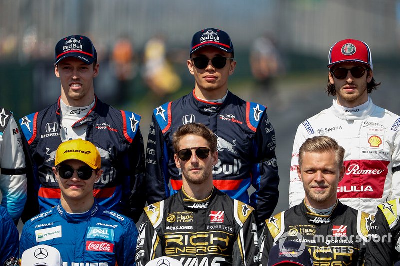 Даниил Квят, Toro Rosso, Александр Элбон, Toro Rosso, Антонио Джовинацци, Alfa Romeo Racing Ландо Норрис, McLaren, Ромен Грожан, Haas F1 и Кевин Магнуссен, Haas F1