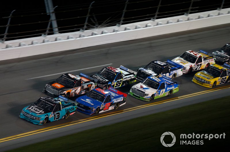 Johnny Sauter, ThorSport Racing, Ford F-150, Todd Gilliland, Kyle Busch Motorsports, Toyota Tundra JBL, Stewart Friesen, Halmar Friesen Racing, Chevrolet Silverado Halmar International