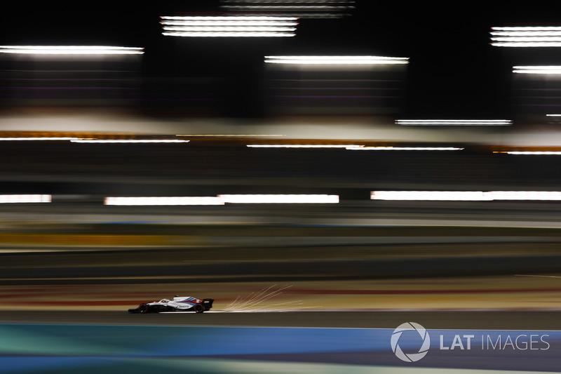 Lance Stroll, Williams FW41 Mercedes, strikes up sparks