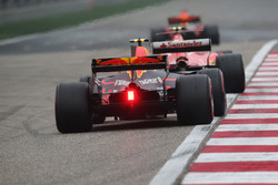 Kimi Raikkonen, Ferrari SF70H, leads Max Verstappen, Red Bull Racing RB13