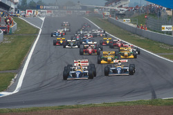 Damon Hill leads Alain Prost, both Williams FW15C Renault's, Ayrton Senna, McLaren MP4/8 Ford, Micha