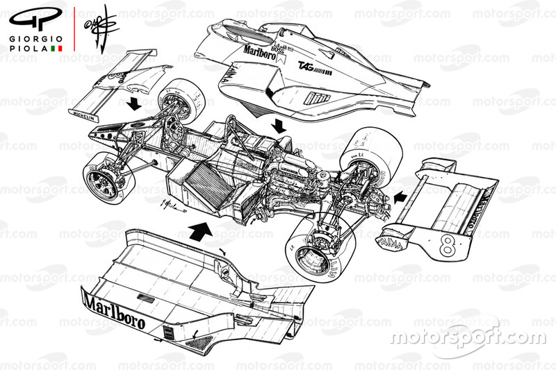 McLaren MP4-2 1984 vista general detallada