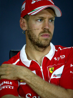Sebastian Vettel, Ferrari lors de la conférence de presse