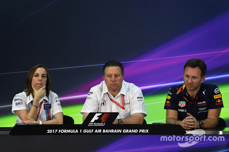 Claire Williams, Williams Deputy Team Principal, Zak Brown, McLaren Executive Director and Christian