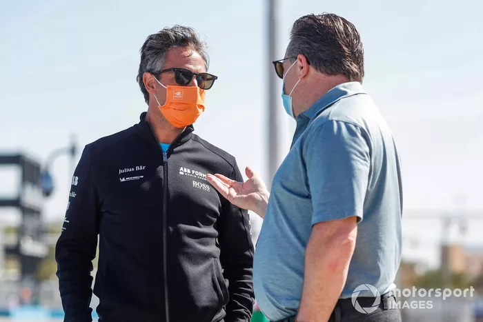 Jamie Reigle, CEO of Formula E, with Zak Brown, McLaren