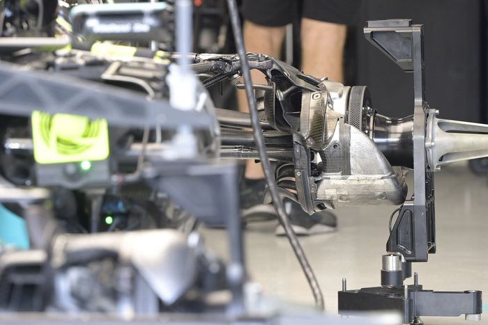 Detalle del freno trasero del Mercedes W12