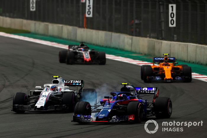Pierre Gasly, Scuderia Toro Rosso STR13, Sergey Sirotkin, Williams FW41, Stoffel Vandoorne, McLaren MCL33, y Romain Grosjean, Haas F1 Team VF-18