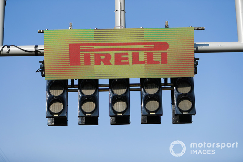 Pirelli signage over start light gantry
