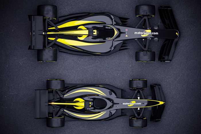 Concepto de Motorsport.com de un F1 moderno con proporciones de los años 2000