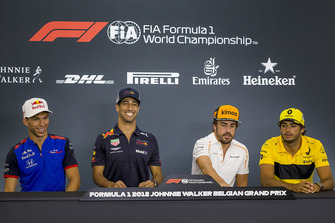 Pierre Gasly, Scuderia Toro Rosso Toro Rosso, Daniel Ricciardo, Red Bull Racing, Fernando Alonso, McLaren and Carlos Sainz Jr., Renault Sport F1 Team in the Press Conference
