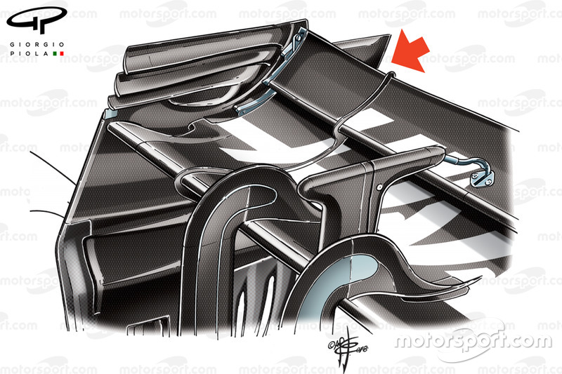 Ala trasera del Haas VF-18 rear wing en el GP de Bélgica