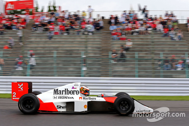 Stoffel Vandoorne, third driver, McLaren F1 Team drives the 1989 McLaren MP4/5 of Alain Prost