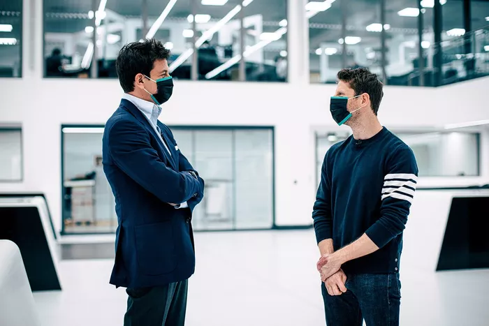 Toto Wolff, Executive Director (Business), Mercedes AMG and  Romain Grosjean, Mercedes