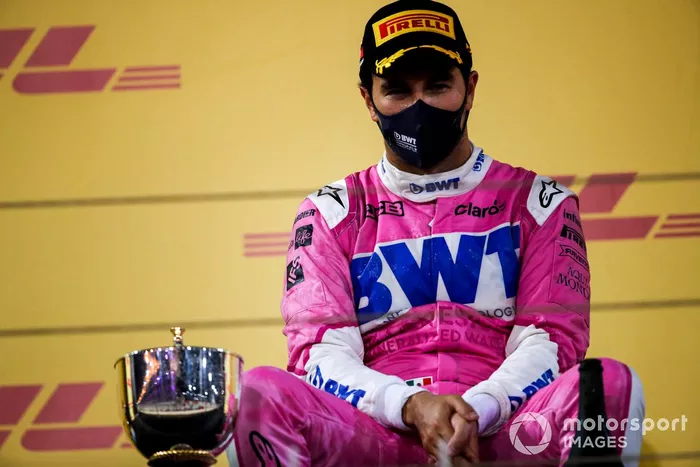 Podio: ganador de la carrera Sergio Pérez, Racing Point