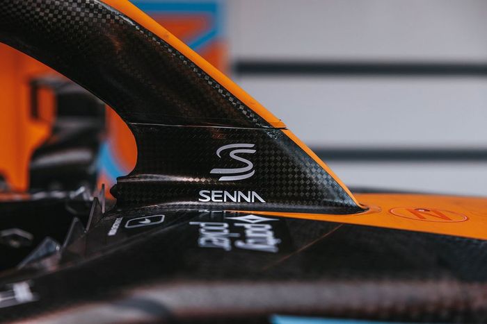 El McLaren MCL36 con el logo de Ayrton Senna