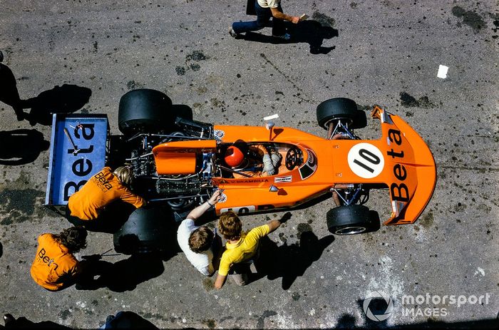 Vittorio Brambilla, March 741 Ford, in the pits