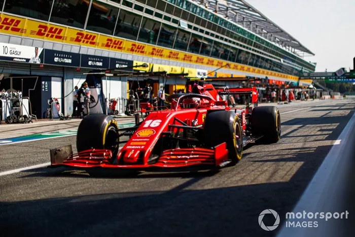 Charles Leclerc, Ferrari SF1000, in the pit lane
