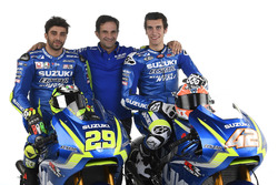 Andrea Iannone, Alex Rins et Davide Brivio, Team Manager, Team Suzuki Ecstar MotoGP