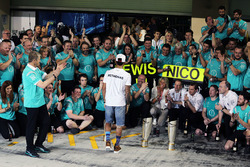 Lewis Hamilton, Mercedes AMG F1 celebrates with Thomas Weber, Member of the Board of Management of D