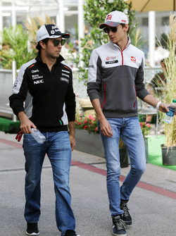 Sergio Pérez, Sahara Force India F1 y Esteban Gutiérrez, Haas F1 Team